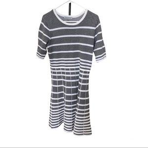 Danny & Nicole Gray Ivory Cream Sweater Dress Fit Flare Women Size Large